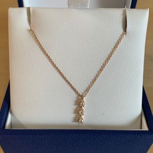 Long’s rose gold 3 diamond drop necklace